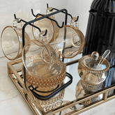 Suporte Porta Xícaras e Pires de Café Aço Preto Fosco - Ela Decora
